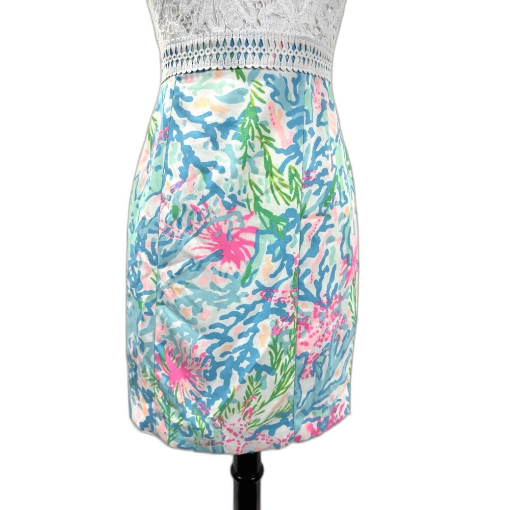 Lilly Pulitzer Sharice Stretch Shift Dress 00 in Multi Coral Bay Sleeveless Luxe - Picture 4 of 9